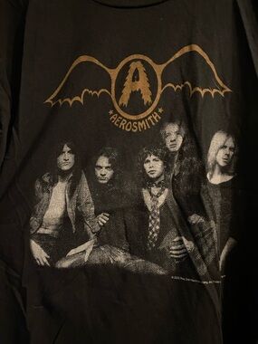 Aerosmith Black Band Tee with Gold Logo